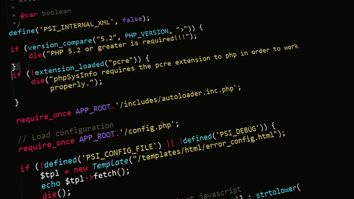 Ekranda PHP kodunun yakın çekimi