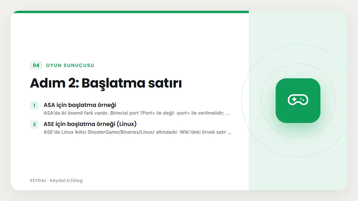 Adım 2: Başlatma satırı: ASA için başlatma örneği, ASE için başlatma örneği (Linux)