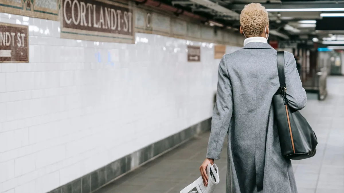 Back view of unrecognizable african american businesswom