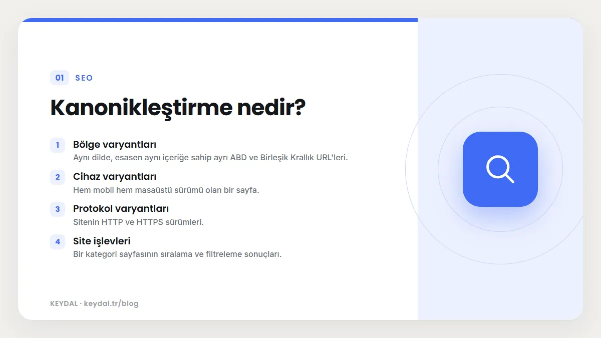 Kanonikleştirme nedir? Bölge varyantları, Cihaz varyantları, Protokol varyantları, Site işlevleri