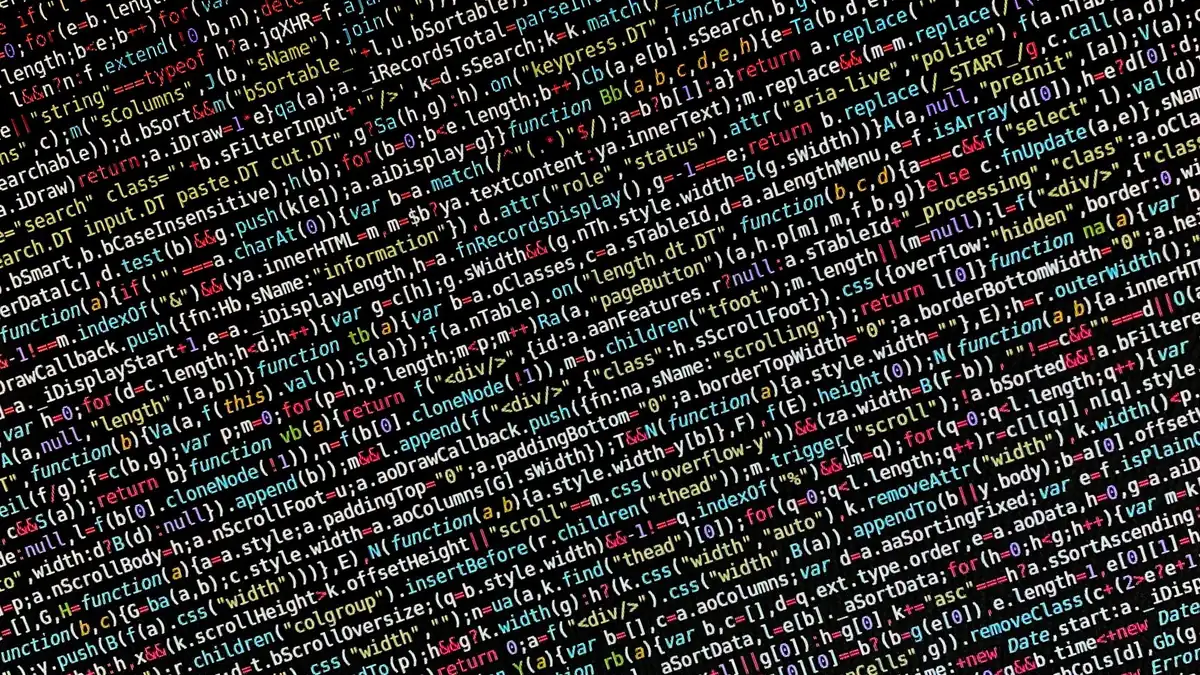 Close up view of colorful programming code on a screen i