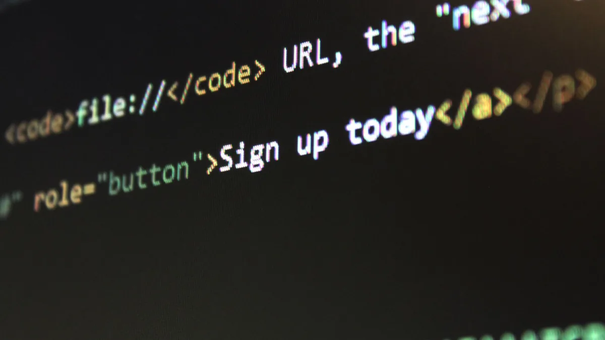 Detailed view of html and css code on a computer screen