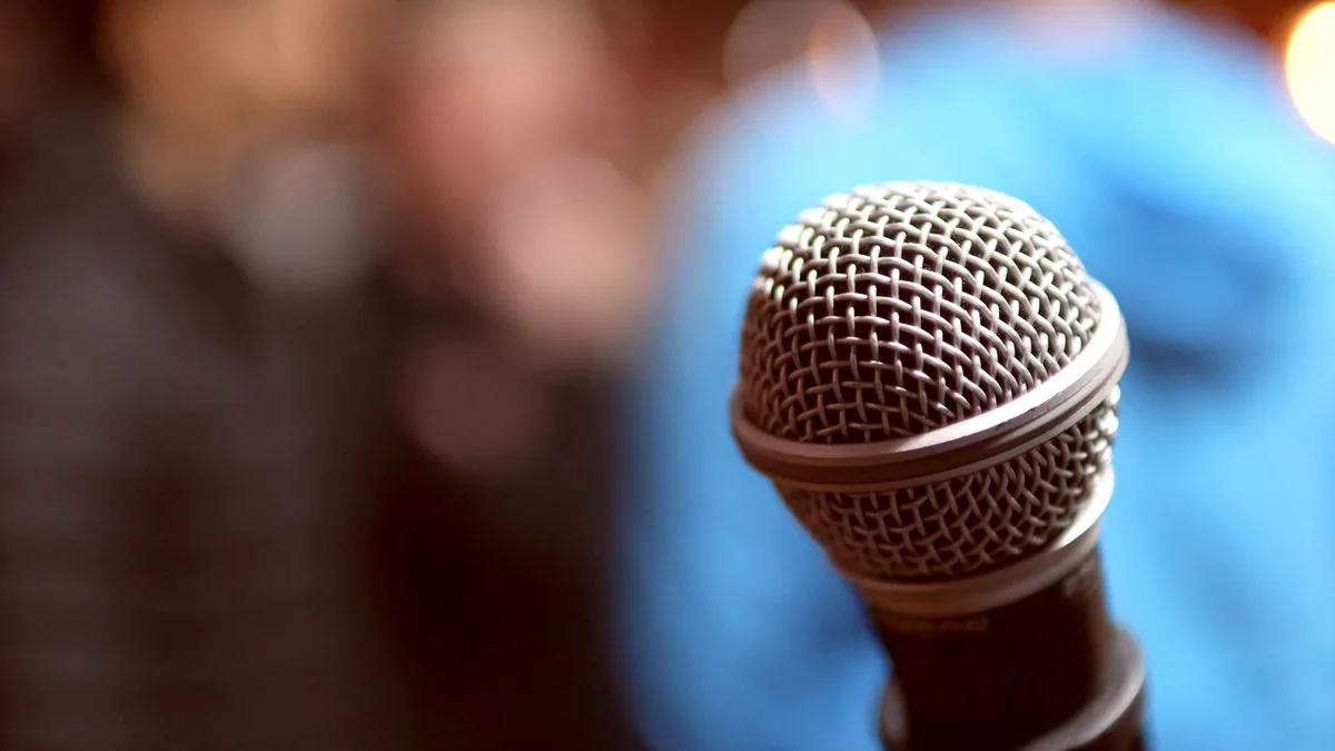 Focused microphone ready for performance capturing crisp