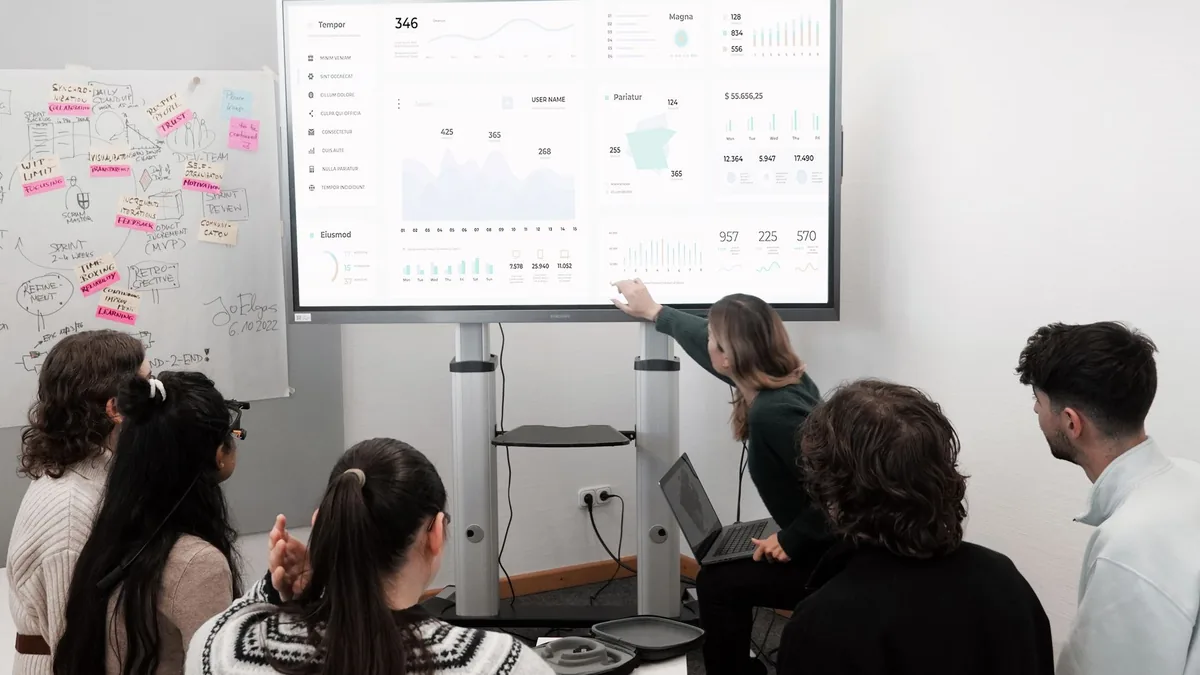 Group of professionals engaged in a business presentatio