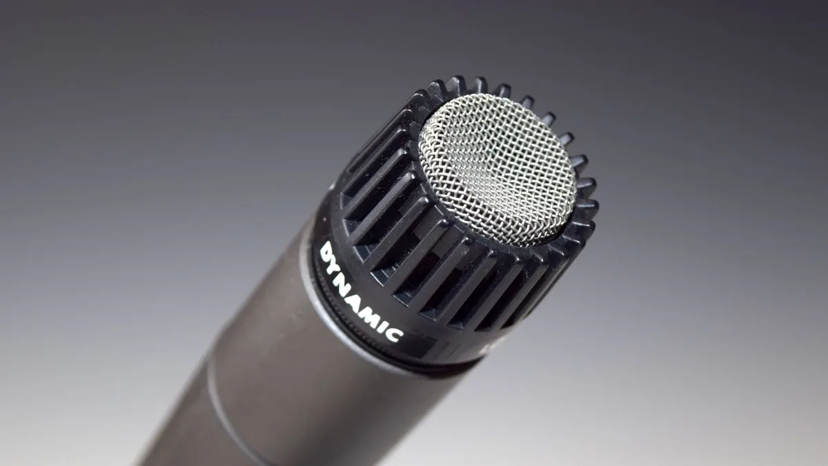 High quality close up of a dynamic microphone for audio