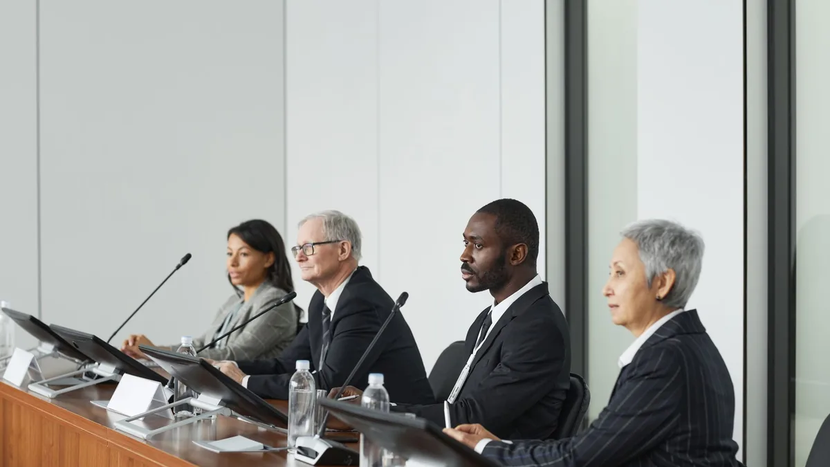 Professional business panel meeting in a modern office s