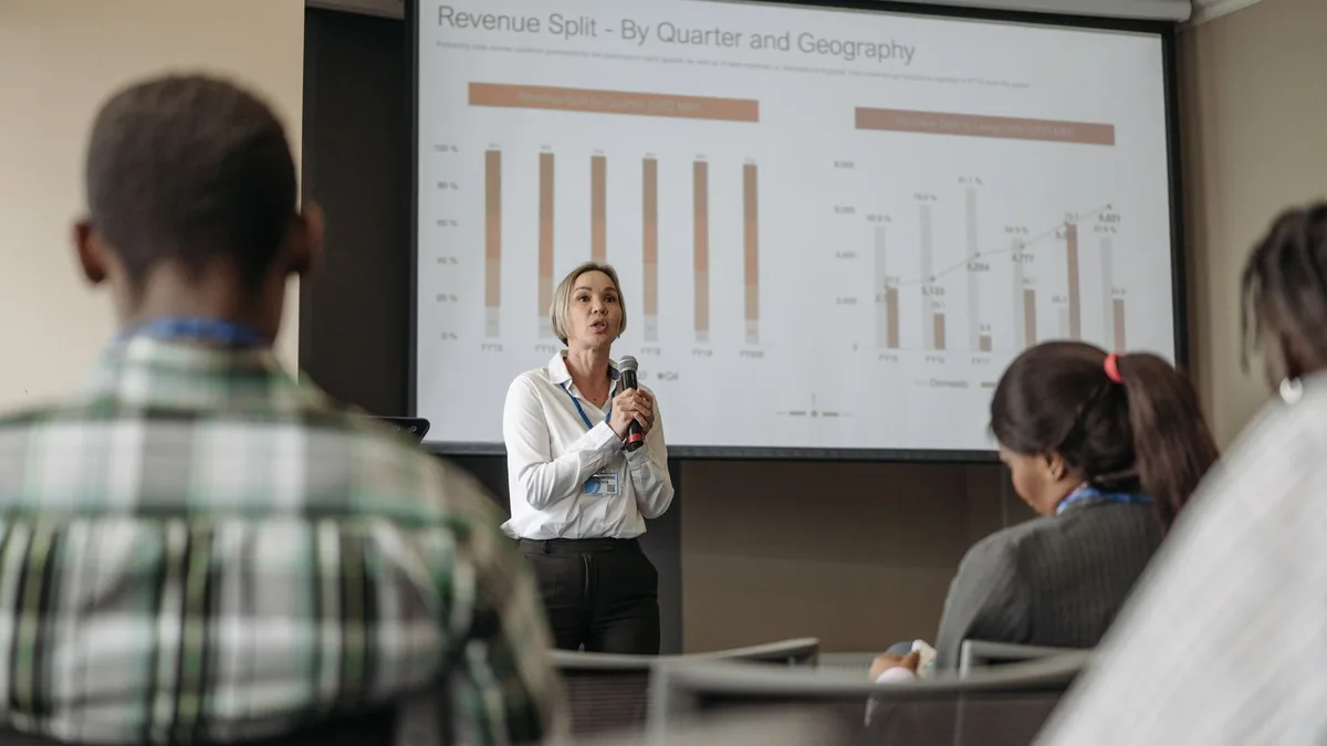 Professional presentation on revenue split by quarter an