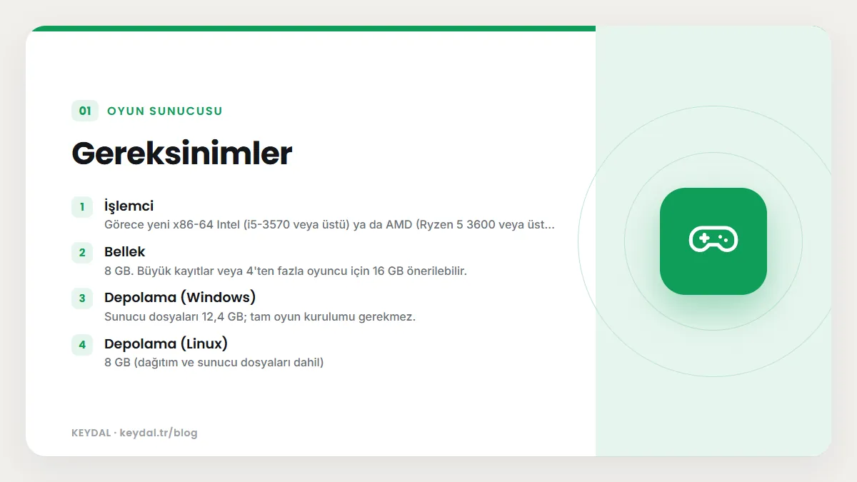 Gereksinimler: İşlemci, Bellek, Depolama (Windows), Depolama (Linux)